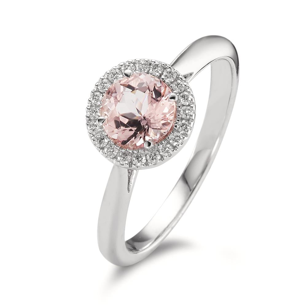 Bague Or blanc 18K Morganite, Diamant 0.11 ct, w-si