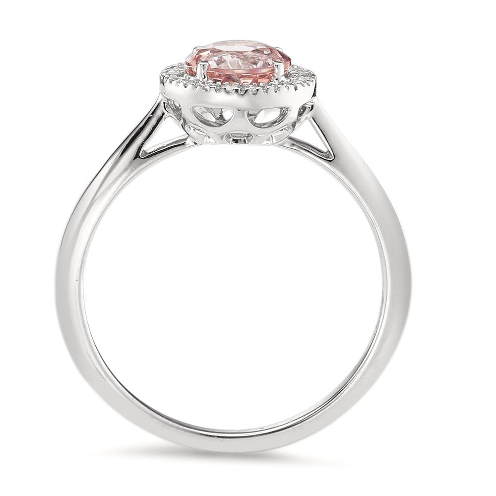 Bague Or blanc 18K Morganite, Diamant 0.11 ct, w-si