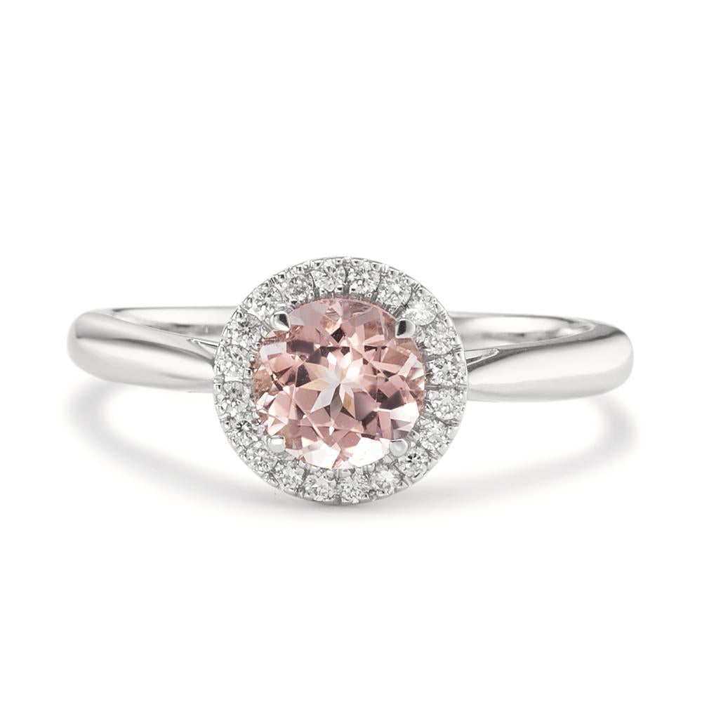 Bague Or blanc 18K Morganite, Diamant 0.11 ct, w-si