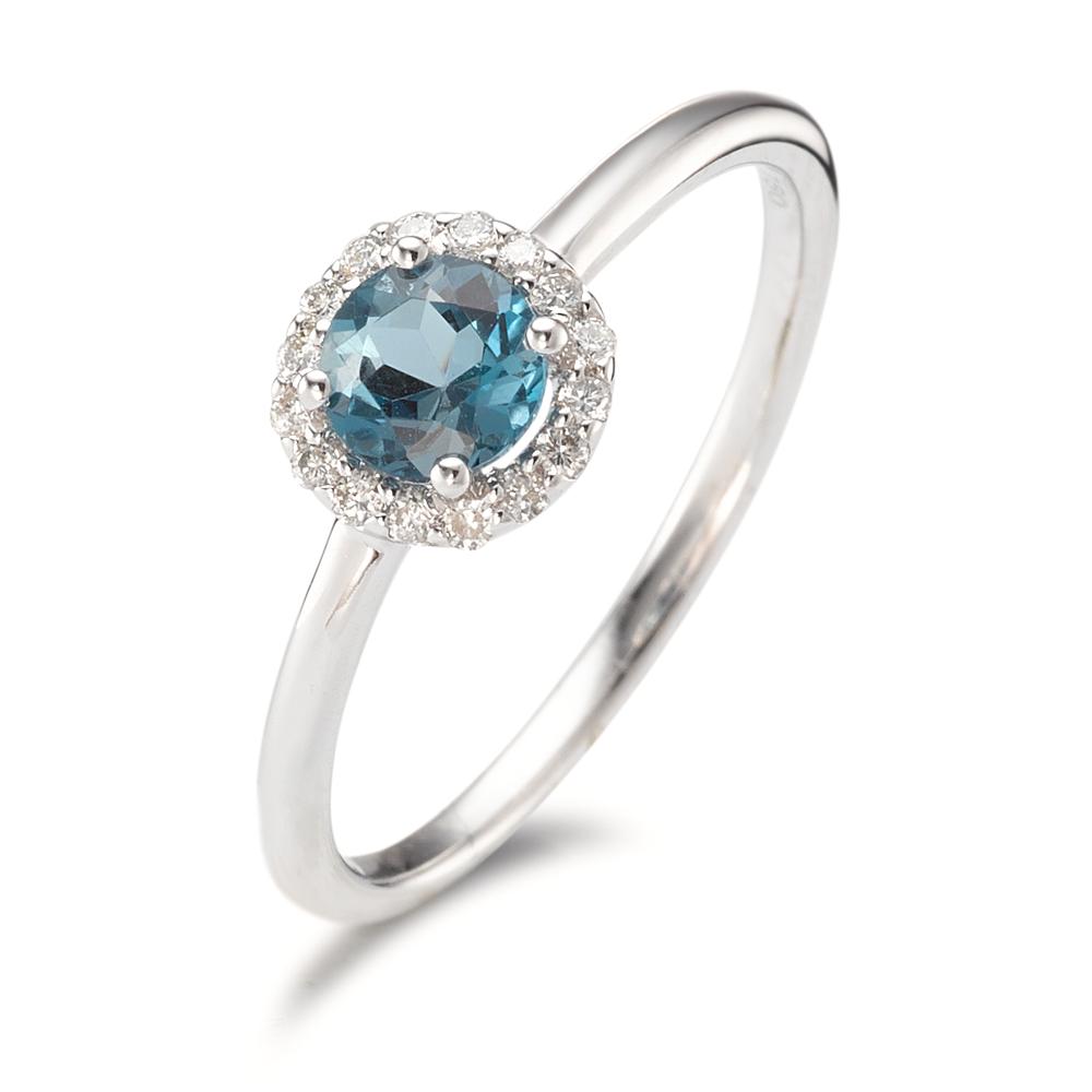 Bague Or blanc 18K Topaze London Blue