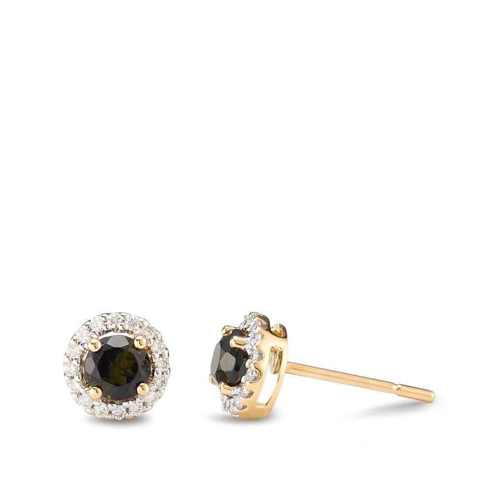 Clous d'oreilles Or jaune 18K Tourmaline Ø6.5 mm