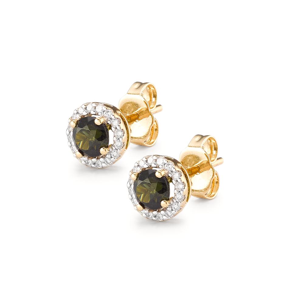 Clous d'oreilles Or jaune 18K Tourmaline Ø6.5 mm