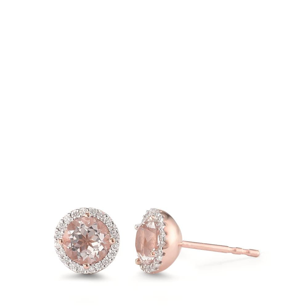 Clous d'oreilles Or rouge 18K Morganite Ø7 mm