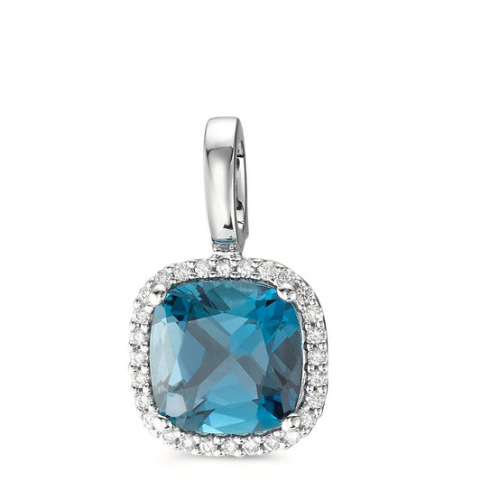 Pendentif Or blanc 18K Topaze London Blue w-si