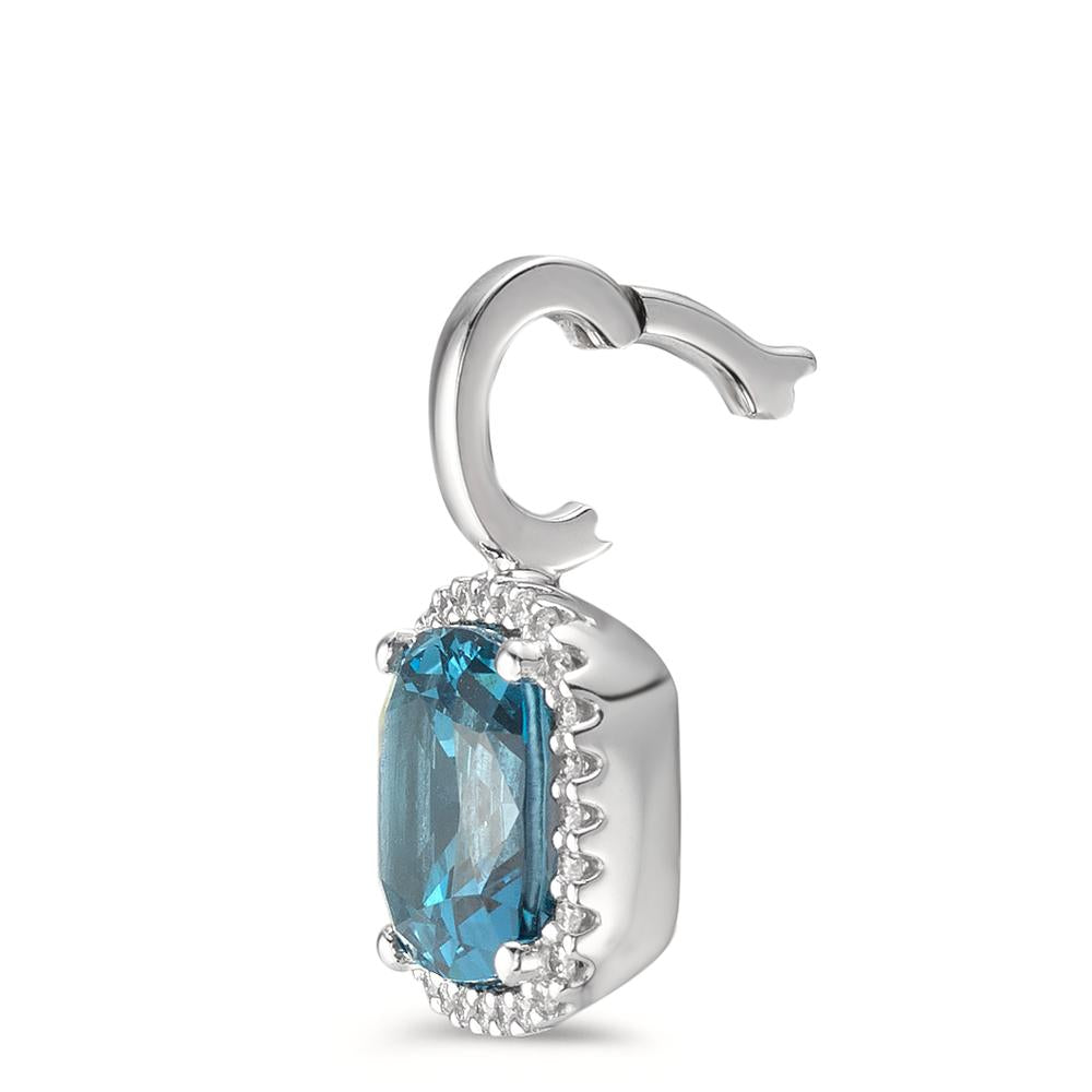 Pendentif Or blanc 18K Topaze London Blue w-si