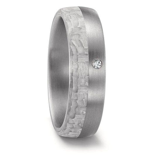 Partnerring Edelstahl, Carbon Diamant 0.02 ct, w-si