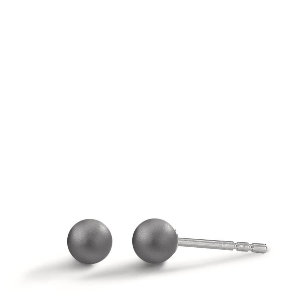 Ohrstecker Globe Ø4mm aus Aluminium in Moonstone Grey, Stift und Verschluss aus Edelstahl