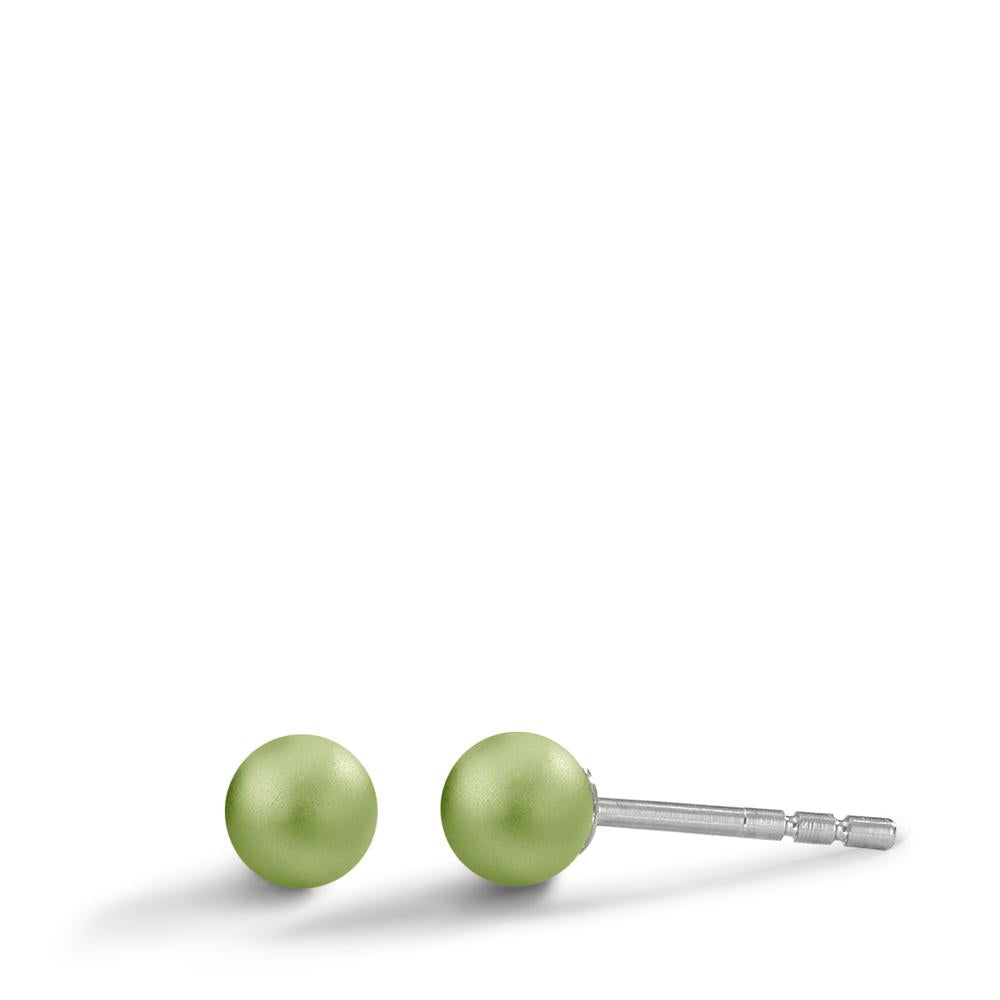 Ohrstecker Globe Ø4mm aus Aluminium in Apple Green, Stift und Verschluss aus Edelstahl