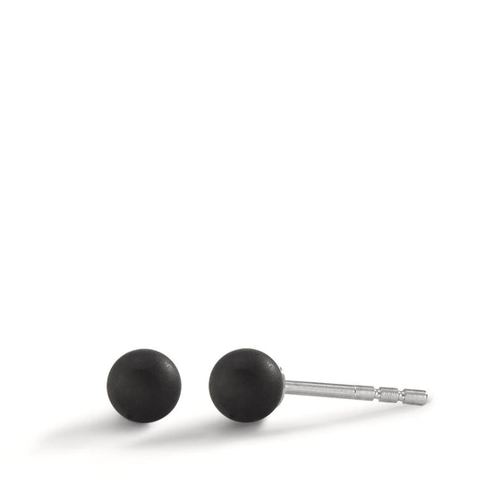 Ohrstecker Globe Ø4mm aus Carbon und Edelstahl, Stift und Verschluss aus Edelstahl