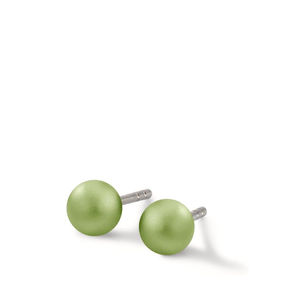 Ohrstecker Globe Ø5mm aus Aluminium in Apple Green, Stift und Verschluss aus Edelstahl