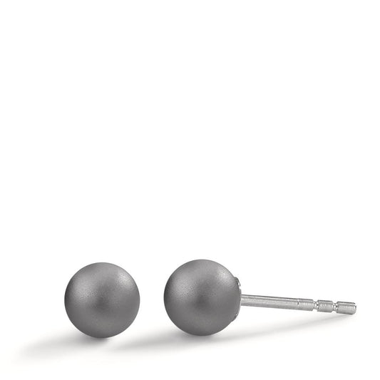 Ohrstecker Globe Ø6mm aus Aluminium in Moonstone Grey, Stift und Verschluss aus Edelstahl