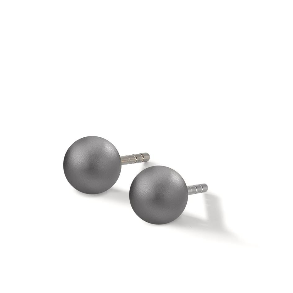 Ohrstecker Globe Ø6mm aus Aluminium in Moonstone Grey, Stift und Verschluss aus Edelstahl