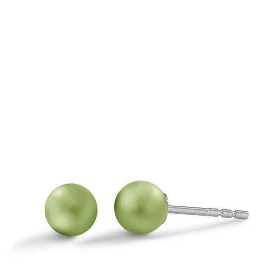 Ohrstecker Globe Ø6mm aus Aluminium in Apple Green, Stift und Verschluss aus Edelstahl