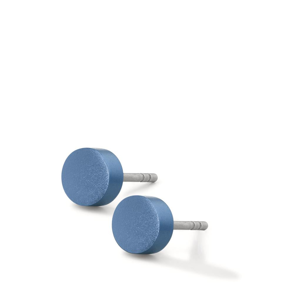 Ohrstecker Disc Ø5mm aus Aluminium in Lapis Blue, Stift und Verschluss aus Edelstahl