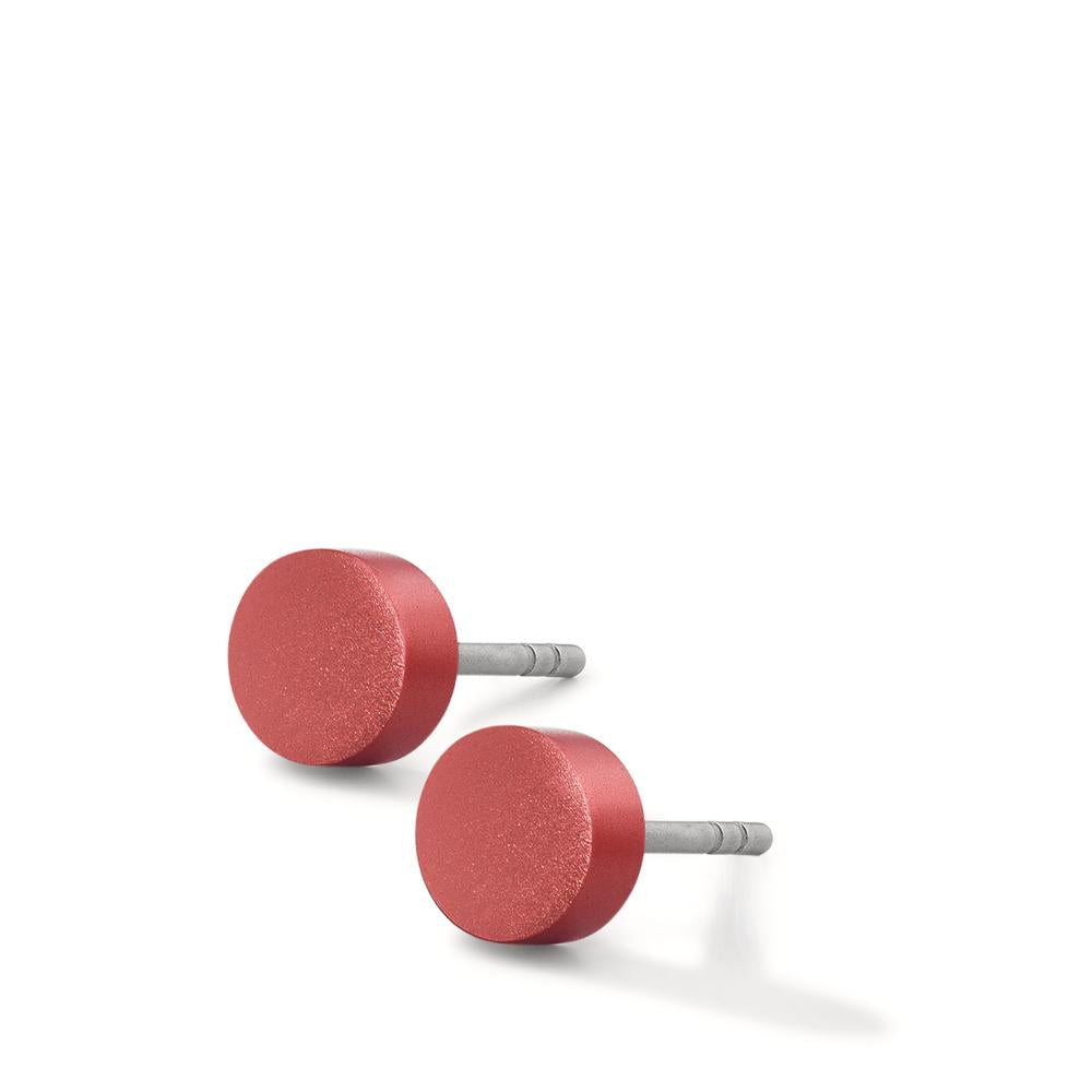 Ohrstecker Disc Ø5mm aus Aluminium in Ruby Red, Stift und Verschluss aus Edelstahl