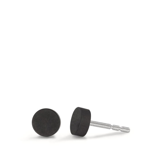 Ohrstecker Disc Ø5mm aus Carbon und Edelstahl, Stift und Verschluss aus Edelstahl