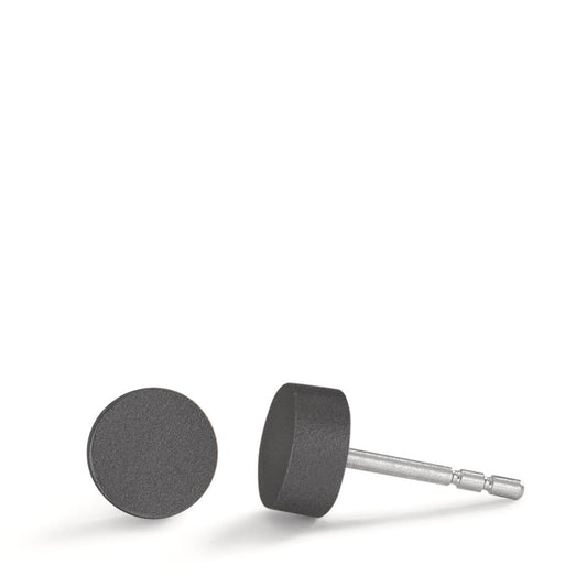 Ohrstecker Disc Ø6mm aus Aluminium in Moonstone Grey, Stift und Verschluss aus Edelstahl