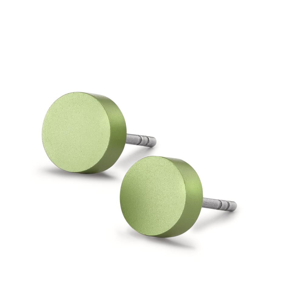 Ohrstecker Disc Ø7mm aus Aluminium in Apple Green, Stift und Verschluss aus Edelstahl