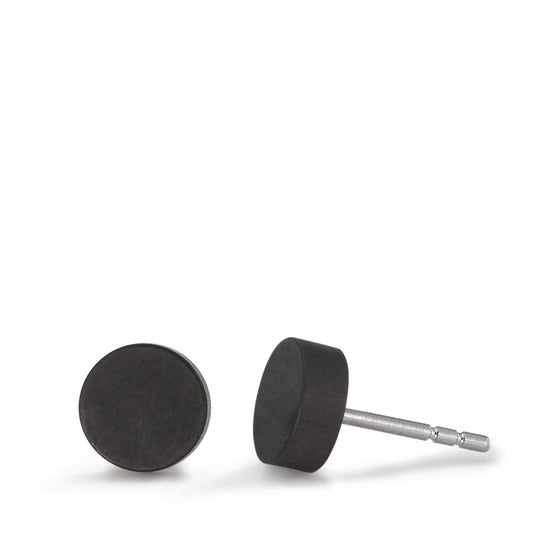 Ohrstecker Disc Ø7mm aus Carbon und Edelstahl, Stift und Verschluss aus Edelstahl