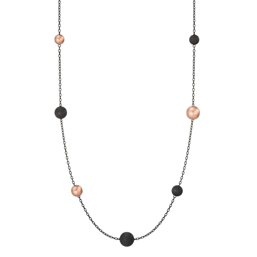 Halskette Nera aus geschwärztem Edelstahl mit Carbon und Pearls in Light Rosé