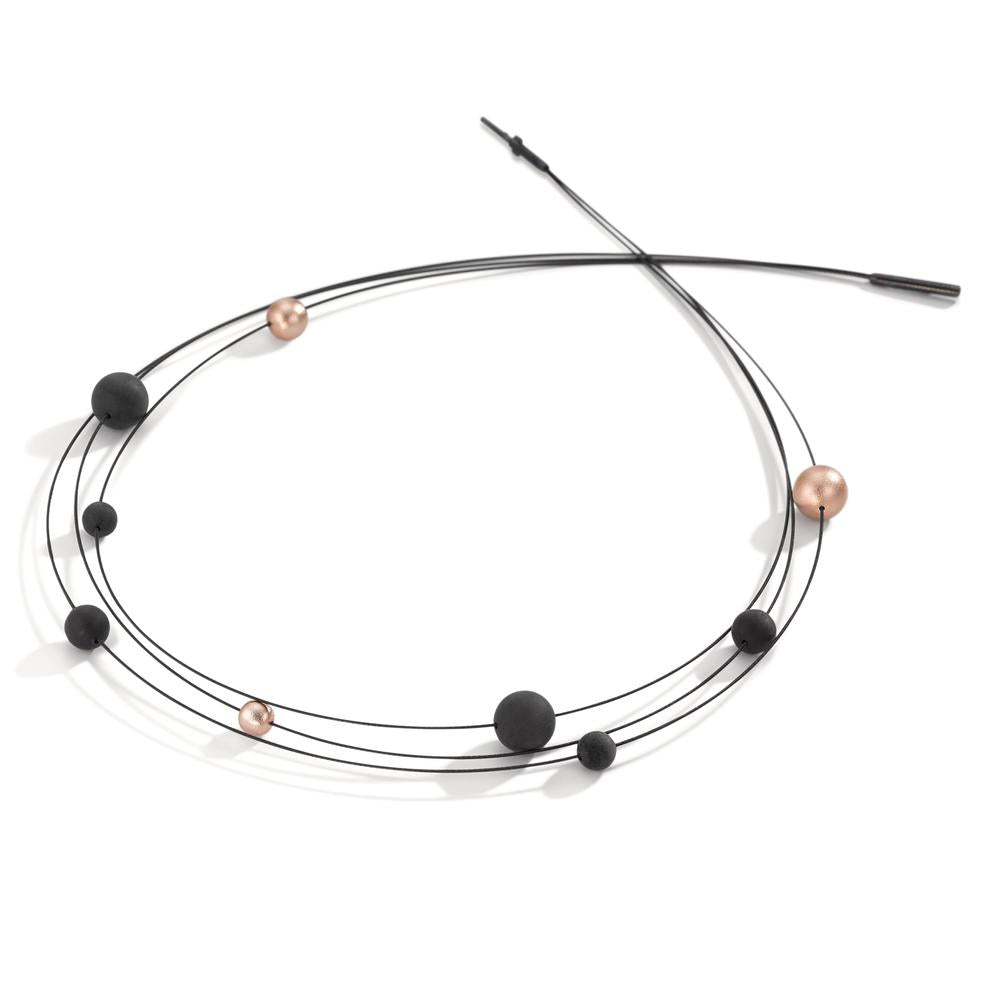 Collier Acier inoxydable, Carbone, Aluminium rosé PVD 42 cm