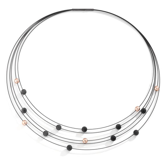 Collier Acier inoxydable, Carbone, Aluminium rosé PVD 42 cm