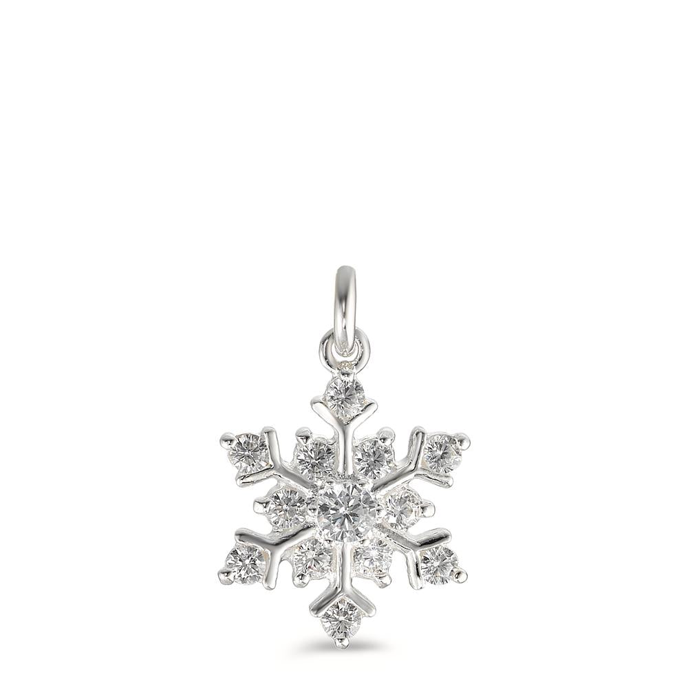 Pendentif Argent Zircone Flocon de Neige Ø13 mm