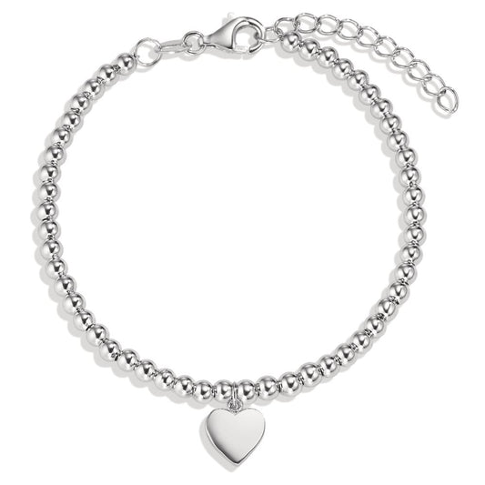 Bracelet Argent Rhodié Coeur 16-18.5 cm