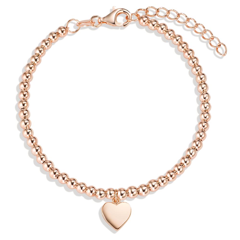 Bracelet Argent rosé Plaqué or Coeur 16-18.5 cm