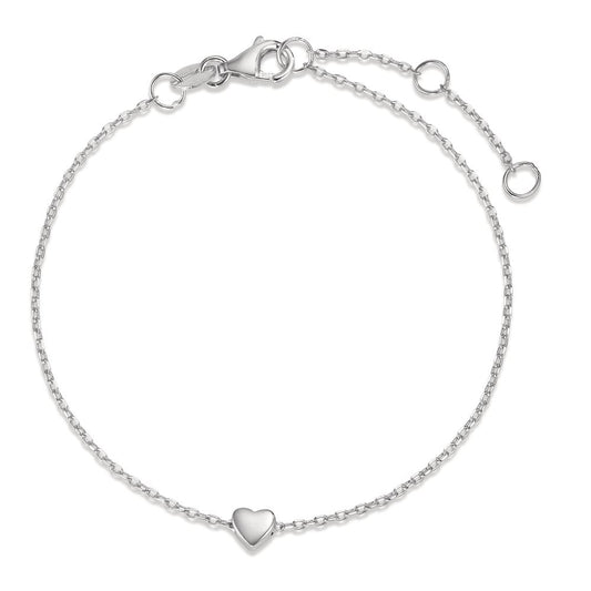 Bracelet Argent Rhodié Coeur 16-19 cm