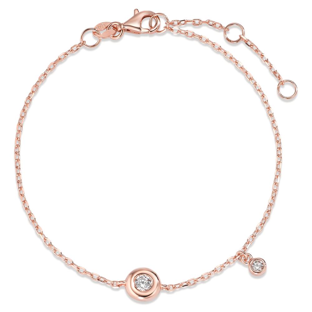 Armband Silber Zirkonia 2 Steine rosé vergoldet verstellbar