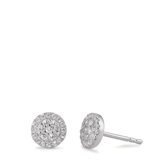 Clous d'oreilles Argent Zircone Rhodié Ø7 mm