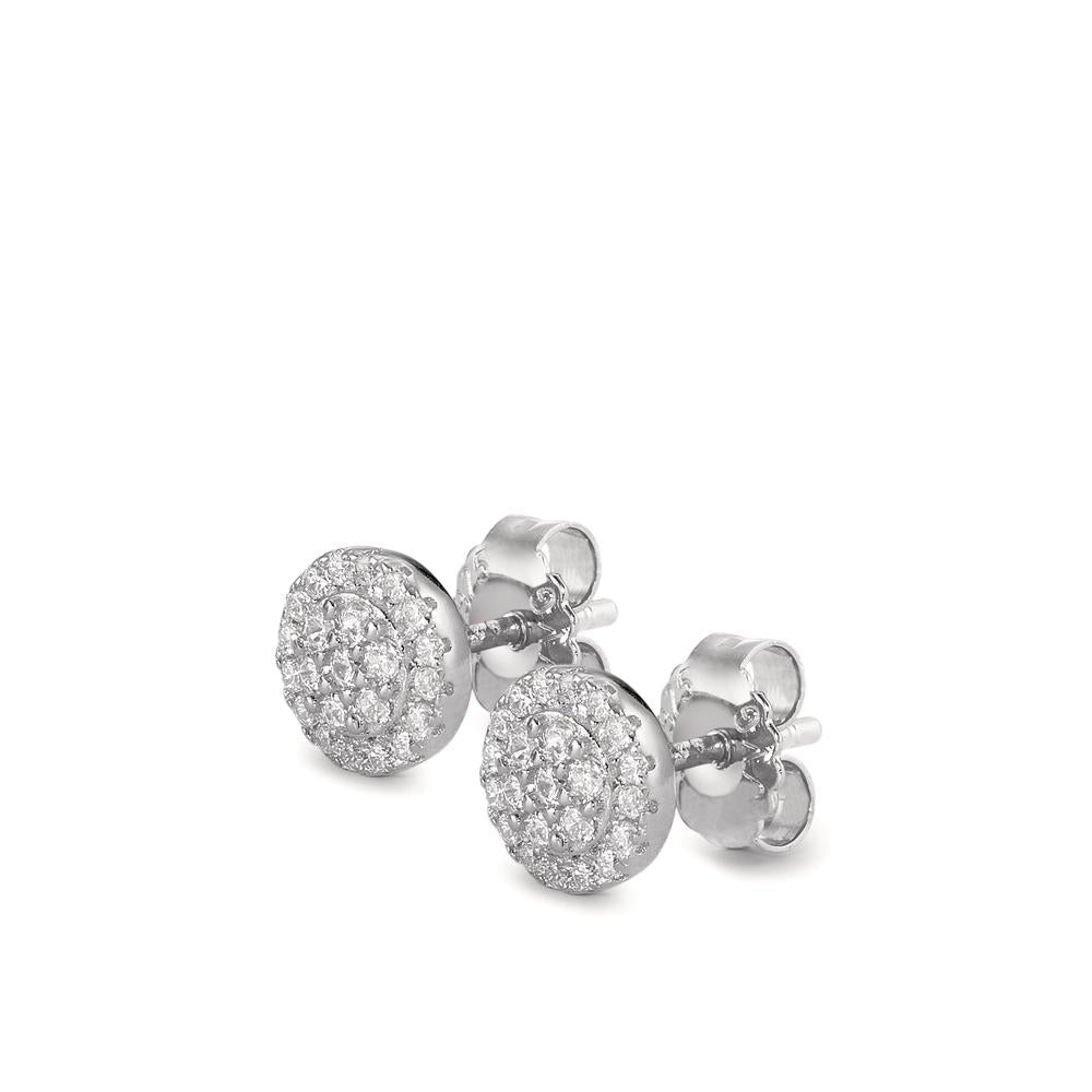 Clous d'oreilles Argent Zircone Rhodié Ø7 mm