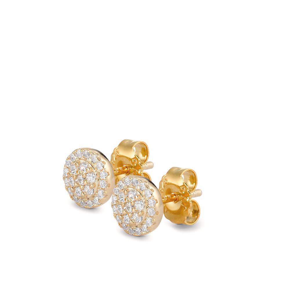 Clous d'oreilles Argent Zircone jaune Plaqué or Ø7 mm