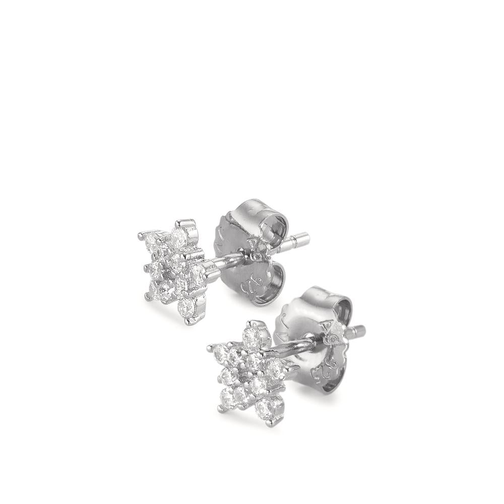 Clous d'oreilles Argent Zircone Rhodié Étoile Ø6.5 mm