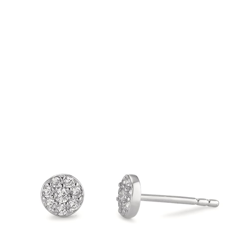 Clous d'oreilles Argent Zircone Rhodié Ø5 mm