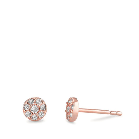 Clous d'oreilles Argent Zircone rosé Plaqué or Ø5 mm