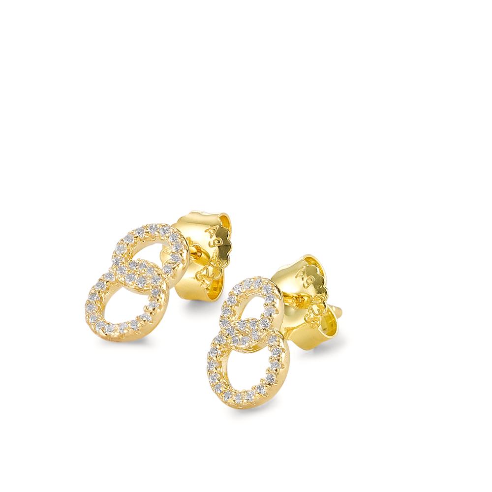 Clous d'oreilles Argent Zircone jaune Plaqué or