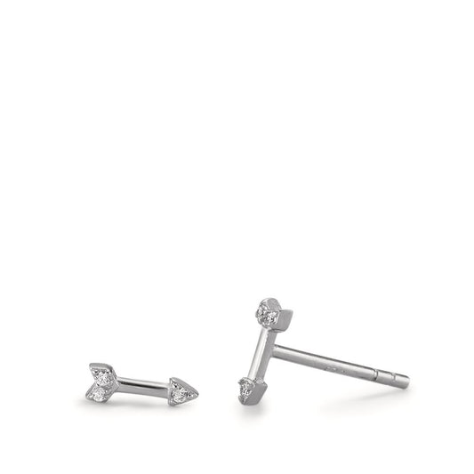 Clous d'oreilles Argent Zircone 6 Pierres Rhodié Flèche