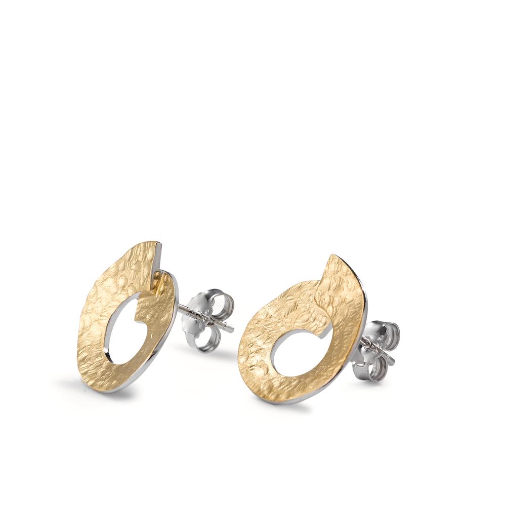 Clous d'oreilles Argent jaune Bicolore Ø16 mm