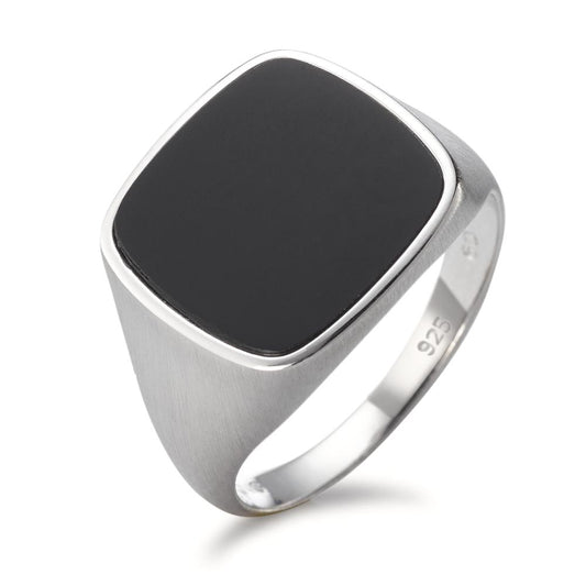 Fingerring Silber Onyx rhodiniert