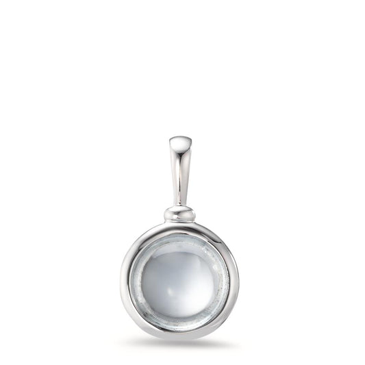 Pendentif Argent Quartz aqua Rhodié Ø13 mm