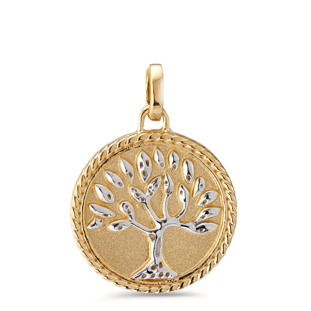 Pendentif Argent jaune Bicolore Arbre de la vie Ø20 mm