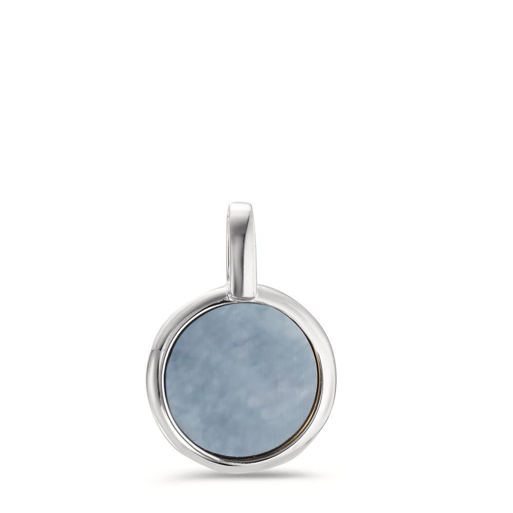 Pendentif Argent Rhodié nacre Ø14 mm