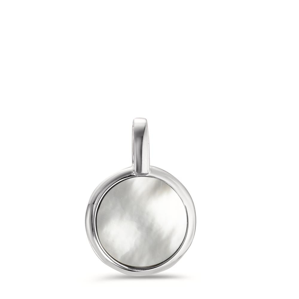 Pendentif Argent Rhodié nacre Ø14 mm