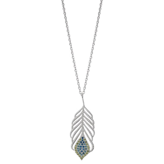 Collier Argent Zircone Rhodié Plume 40-45 cm