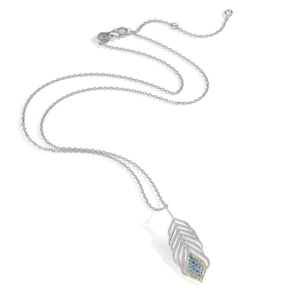 Collana Argento Zirconia rodiato Piuma 40-45 cm