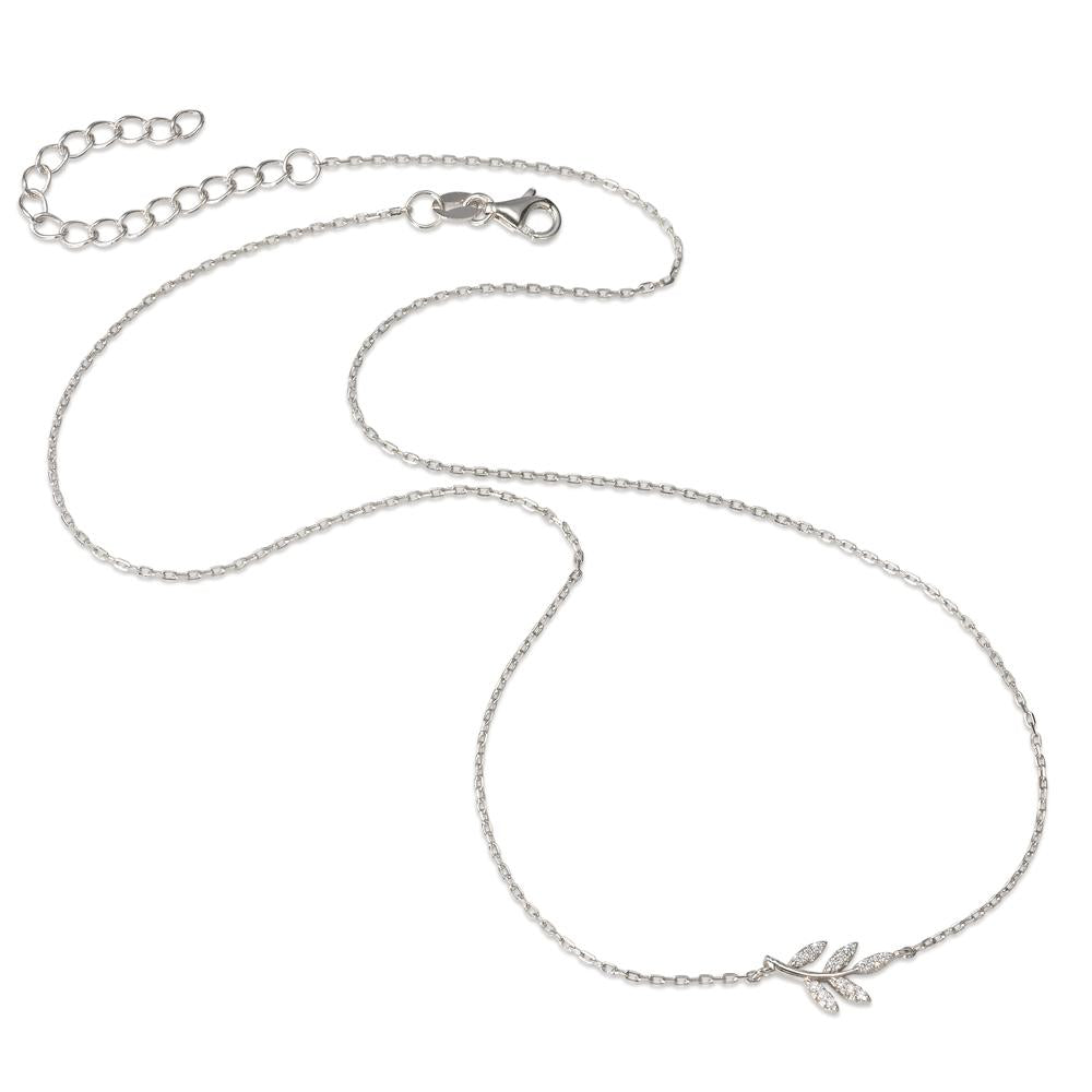 Collana Argento Zirconia 15 pietra rodiato Foglio 40-45 cm