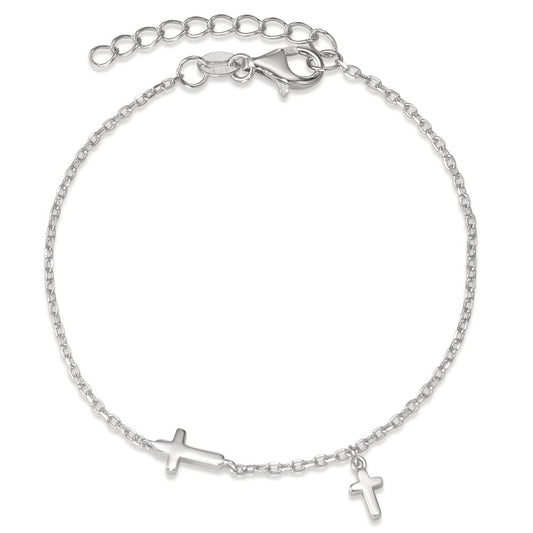 Bracciale Argento rodiato Croce 15.5-18 cm