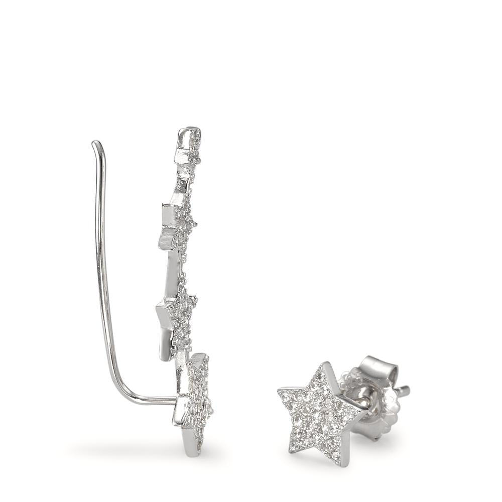 Boucles d'oreilles Argent Zircone Rhodié Étoile Ø8 mm